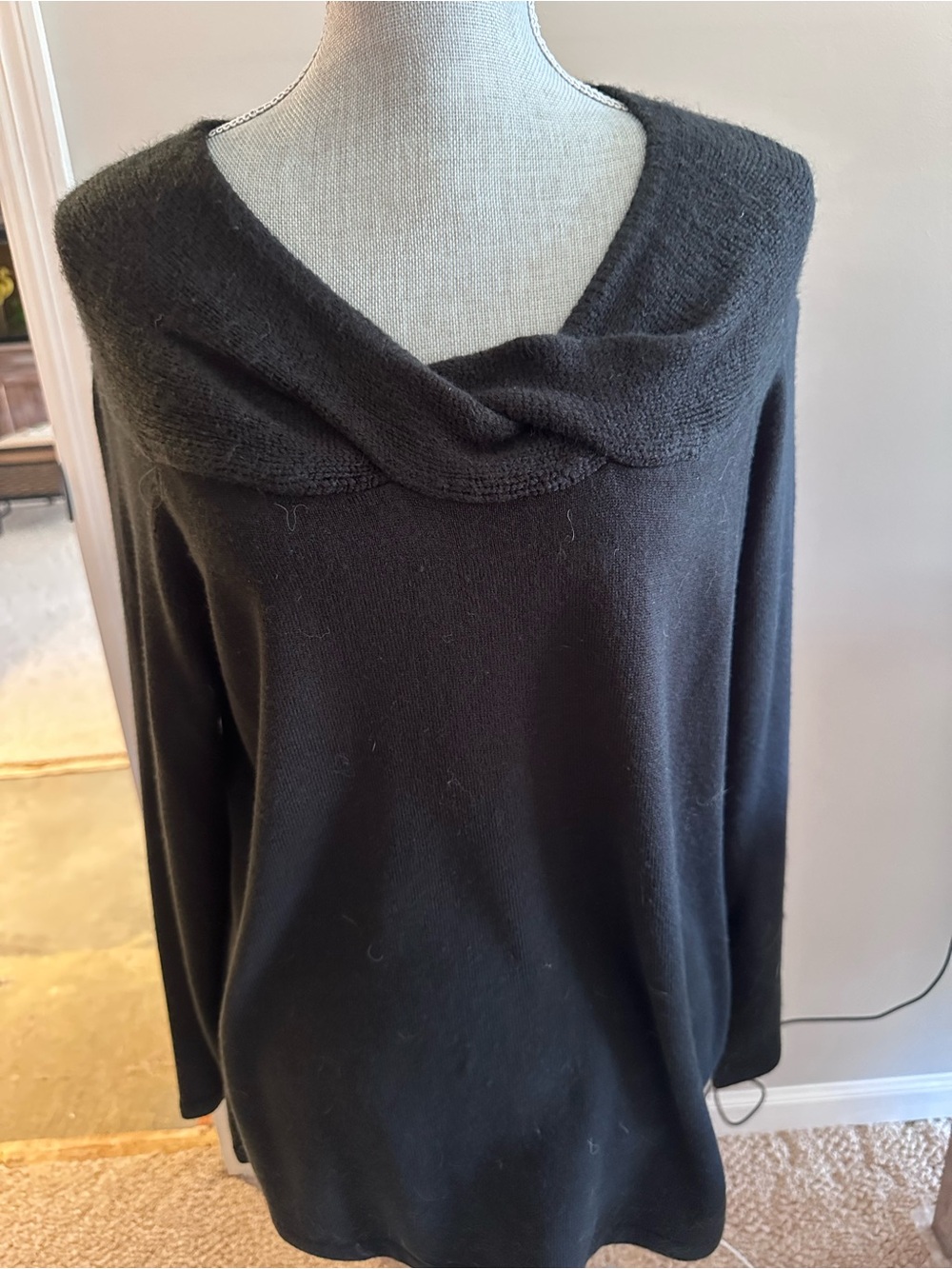 Jones Wear Black Cowl Neck Tunic Sweater